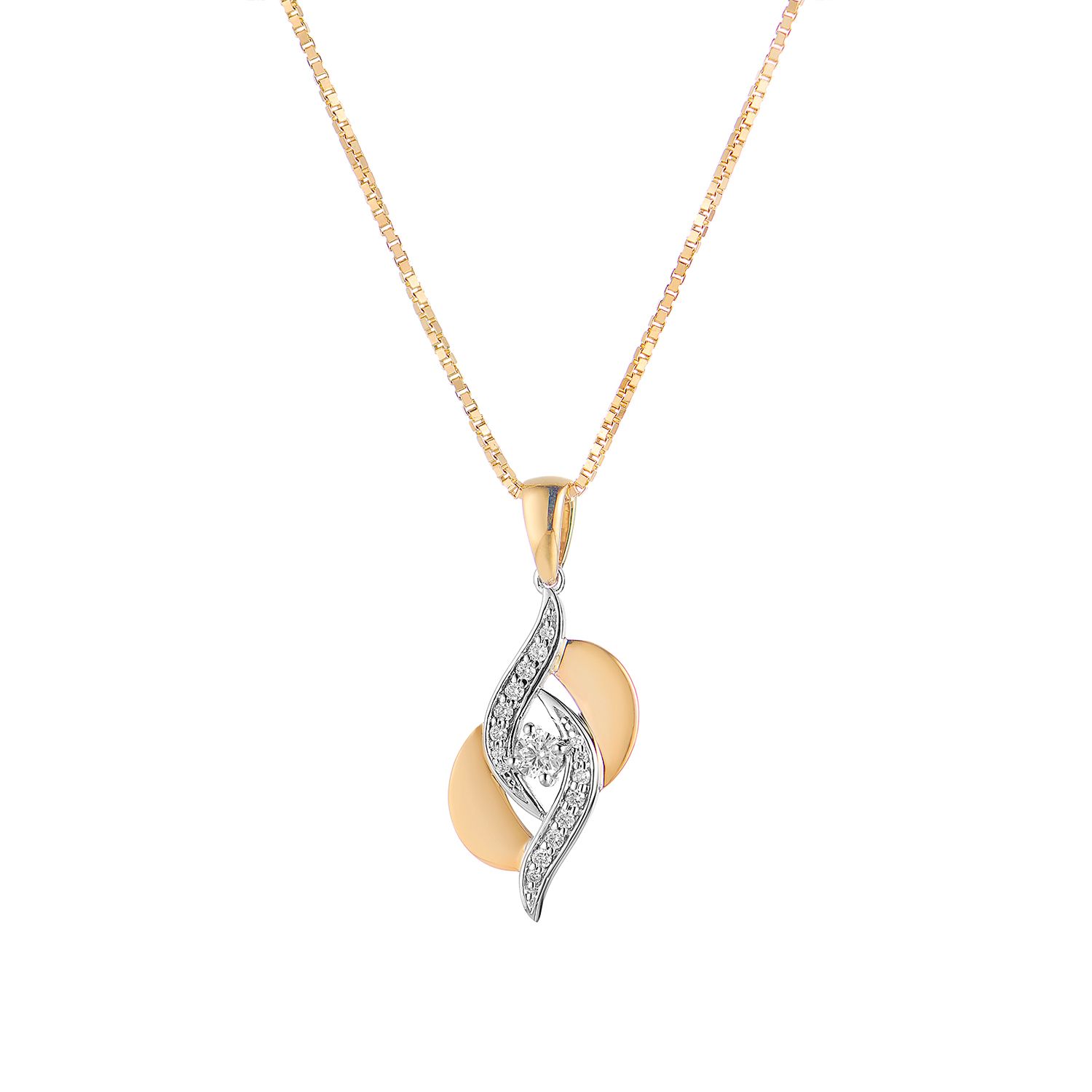 14K White God And 14K Yellow Gold Lab Grown Diamond Necklace MZ71914