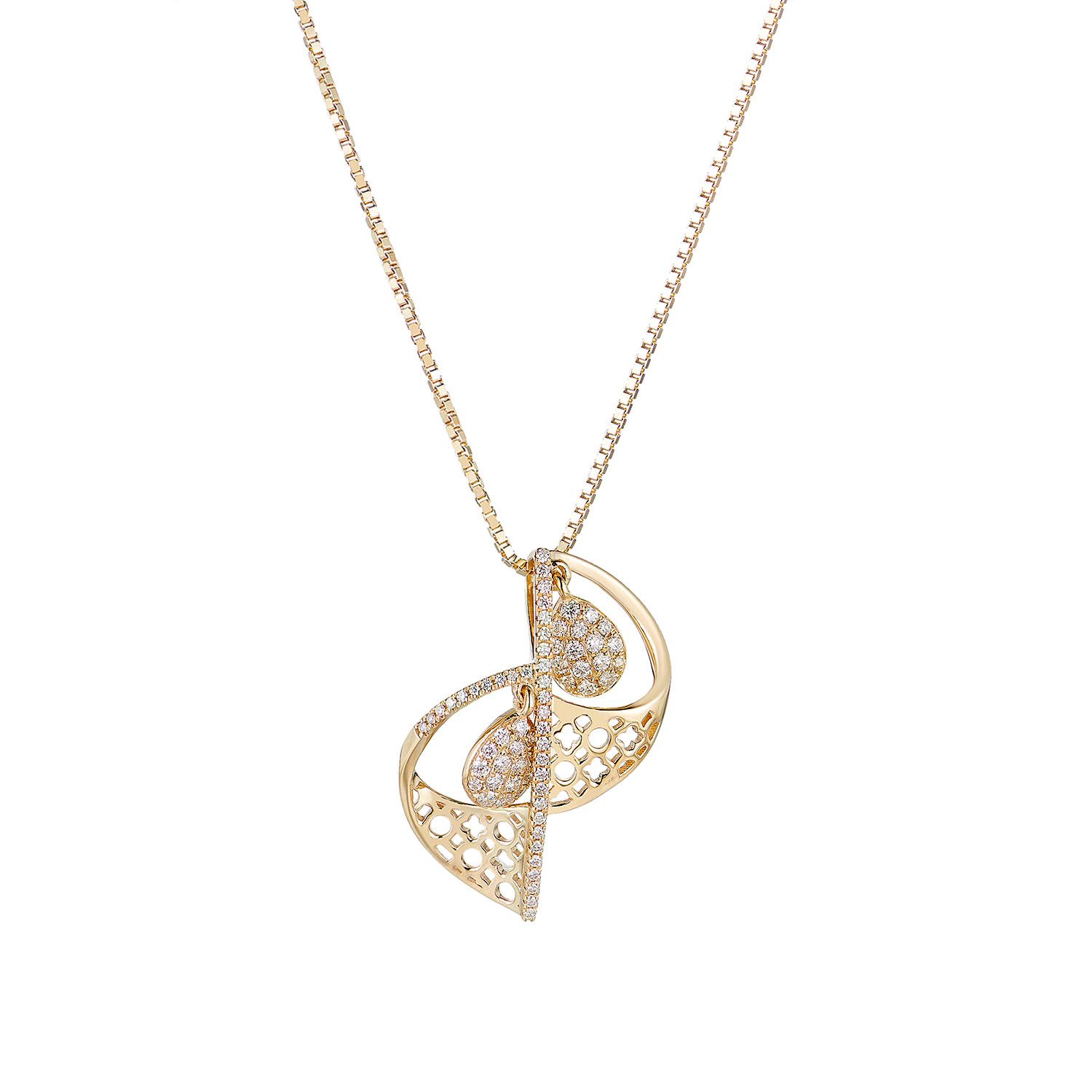 14K White/Yellow Gold Lab Grown Diamond Pendant Necklace MZ71987, Colour: 14KY-5.35g-0.406ct-LG