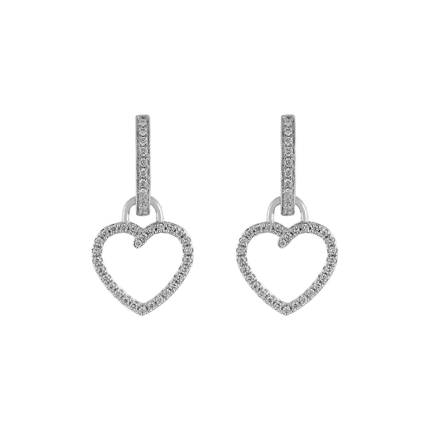 14K White/Yellow Gold Lab Grown Diamond Heart Earrings MZ71712, Colour: 14KW-2.81g-0.446ct-LG