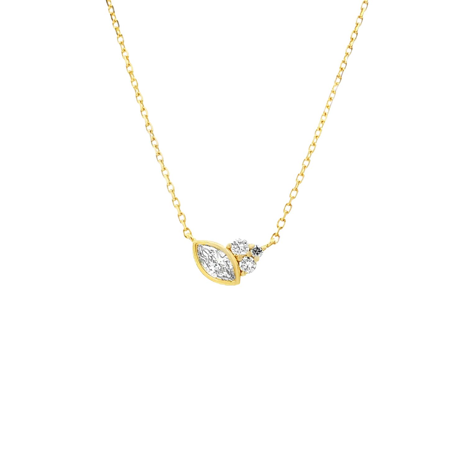 14K Yellow God Lab Grown Marquise Diamond Necklace MZ71088-1