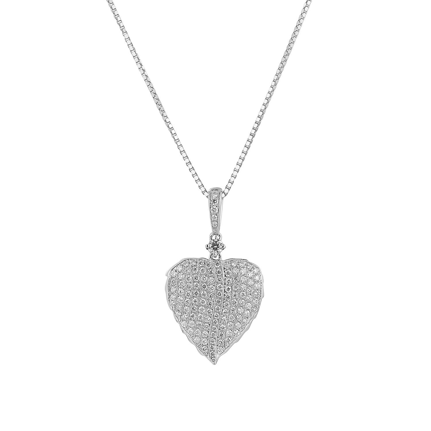 14K White/Yellow Gold Lab Grown Diamond Heart Shape Pendant Necklace MZ9979, Colour: 14KW-4.86g-0.694ct-LG