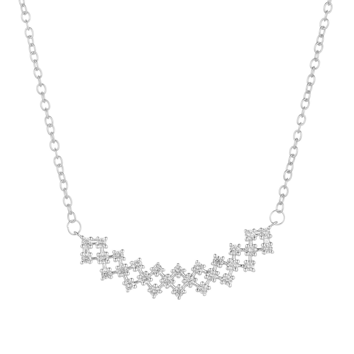 14K White/Yellow God Lab Grown Diamond Necklace MZ9067, Colour: 14KW-5.98g-0.851ct-LG