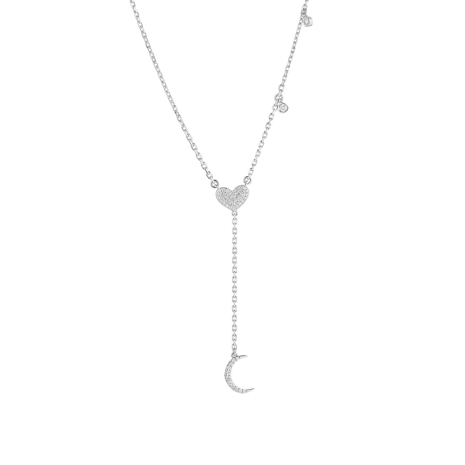 14K White/Yellow God Lab Grown Diamond Necklace MZ7941, Colour: 14KW-3.09g-0.212ct-LG
