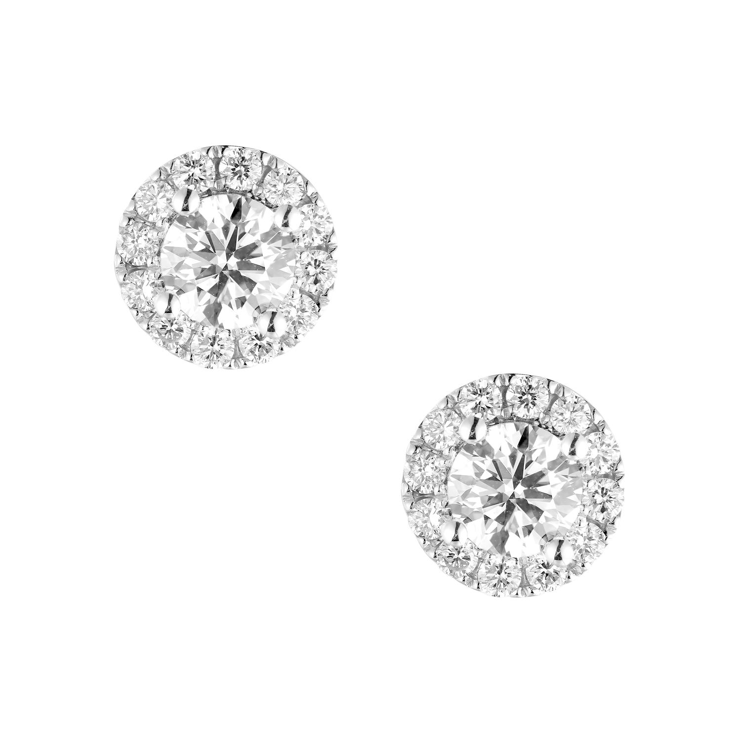 14K White Gold Lab Grown Round Diamond Stud Earrings MZ9714, Colour: 14KW-3.13g-1.897ct-LG