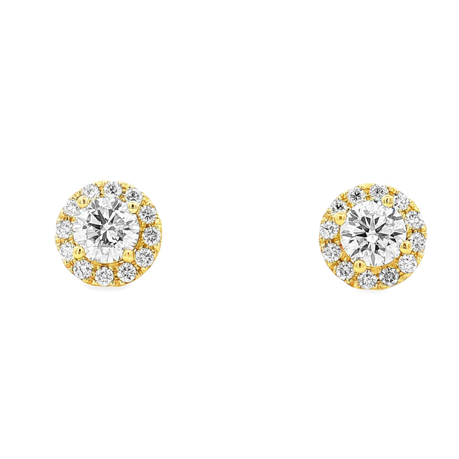 14K Yellow Gold Lab Grown Round Diamond Stud Earrings MZ9714, Colour: 14KY-3.16g-1.897ct-LG