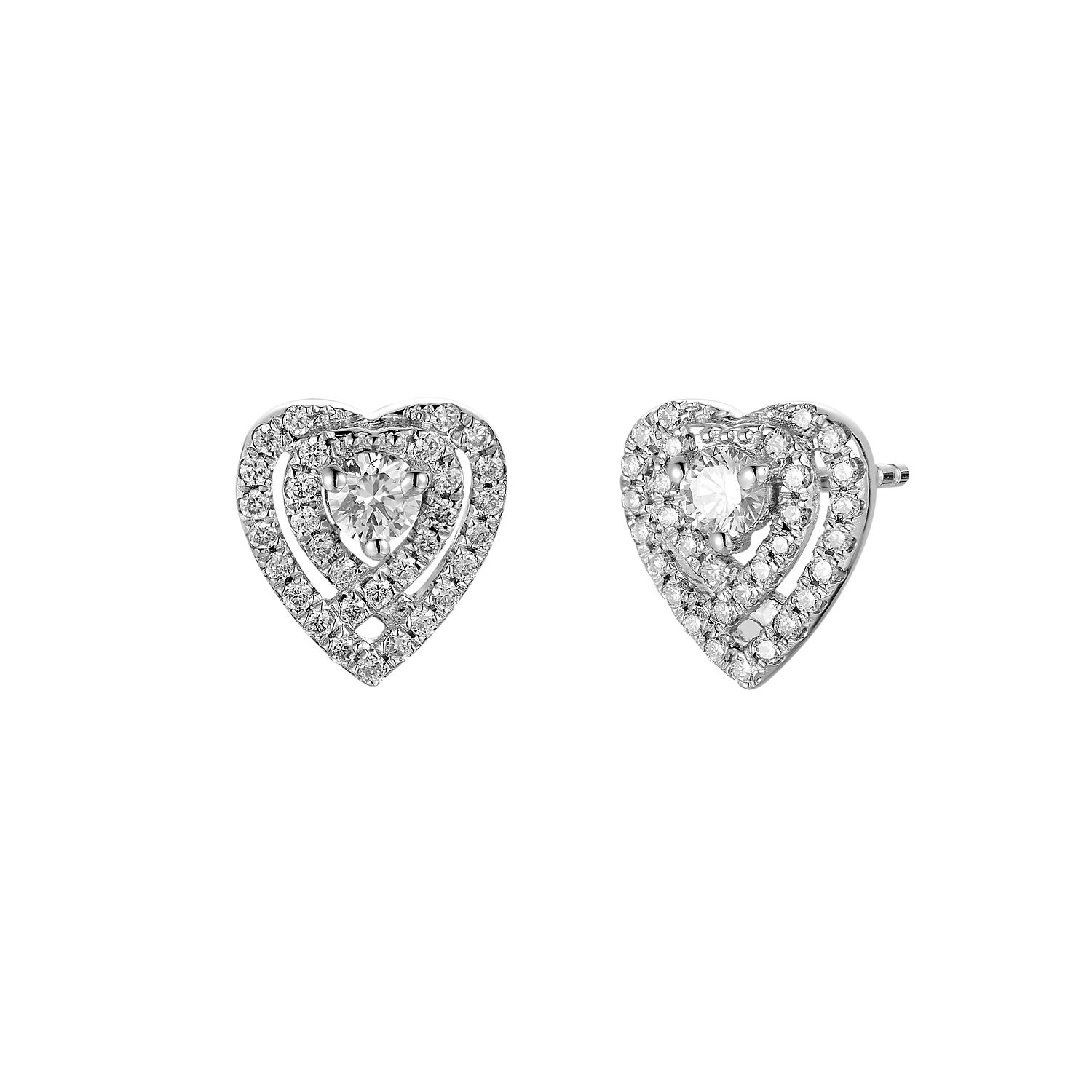 14K White/Yellow Gold Lab Grown Diamond Stud Earrings MZ9982, Colour: 14KW-1.84g-0.426ct-LG