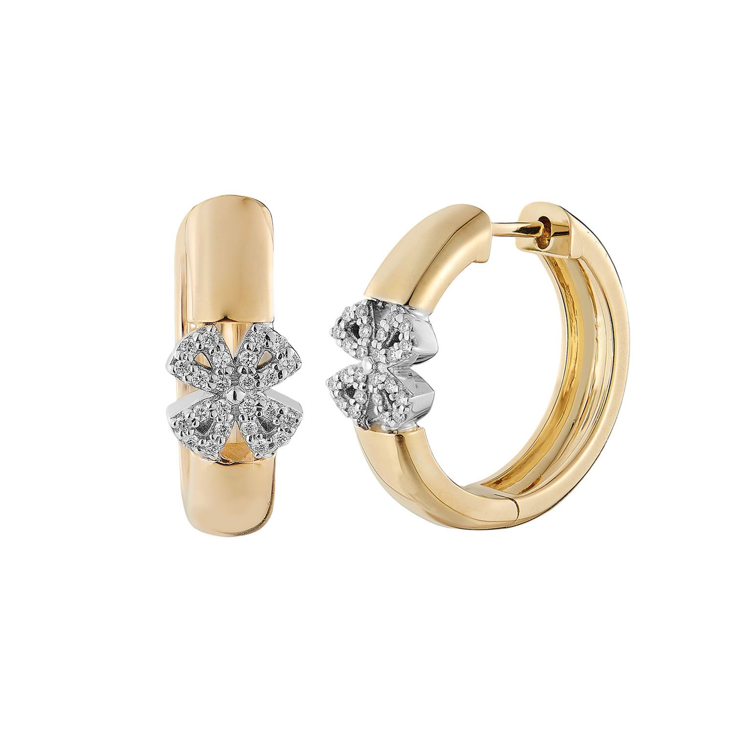 14K White&amp;Yellow Gold Lab Grown Diamond Hoop Earrings MZ9992