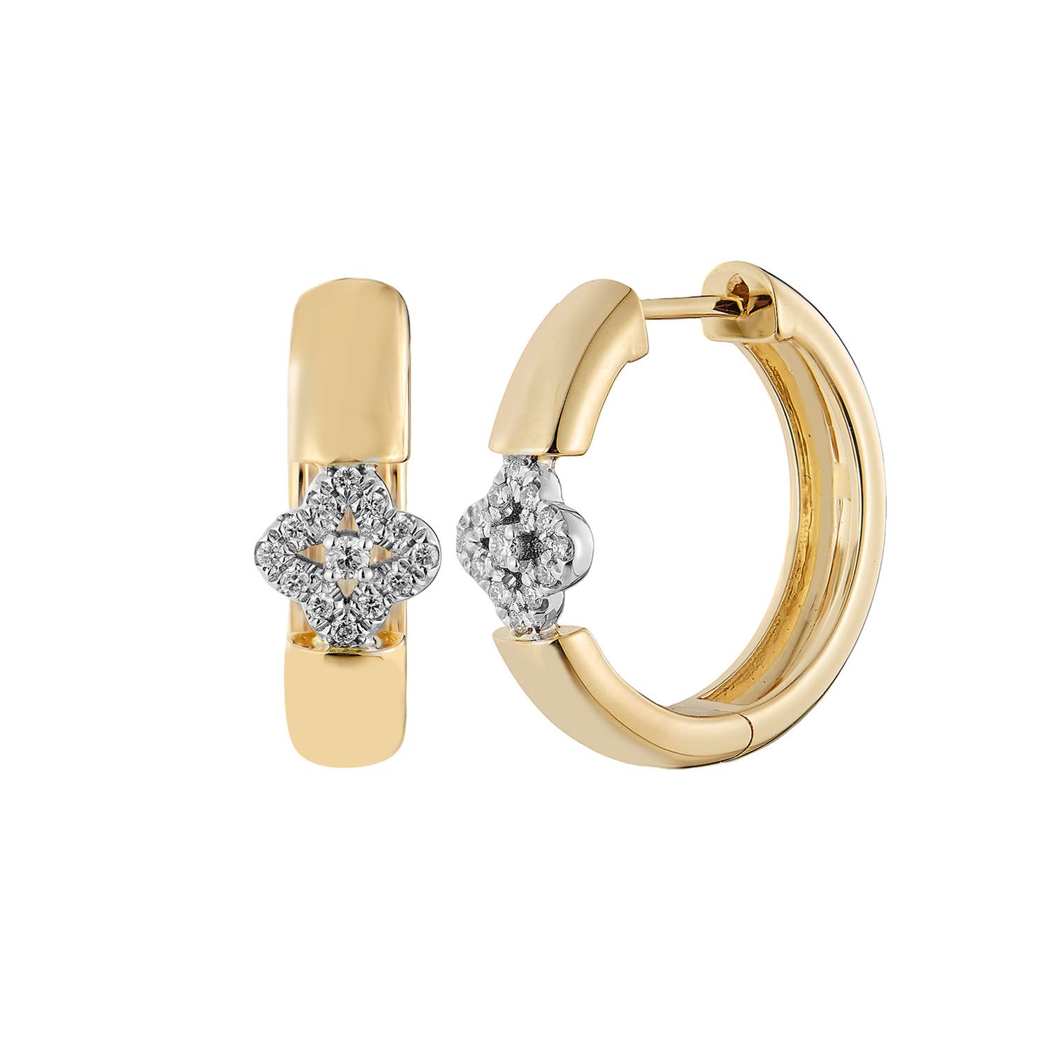 14K White&amp;Yellow Gold Lab Grown Diamond Hoop Earrings MZ9993