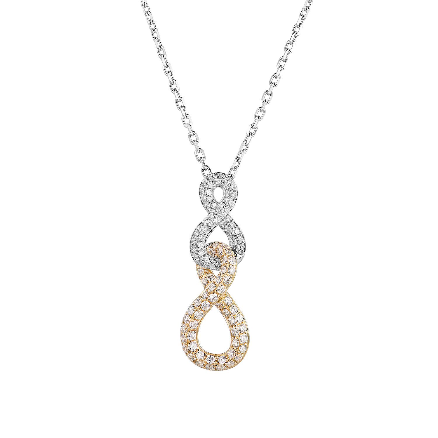 14K White&amp;Yellow Gold Lab Grown Diamond Necklace MZ71498