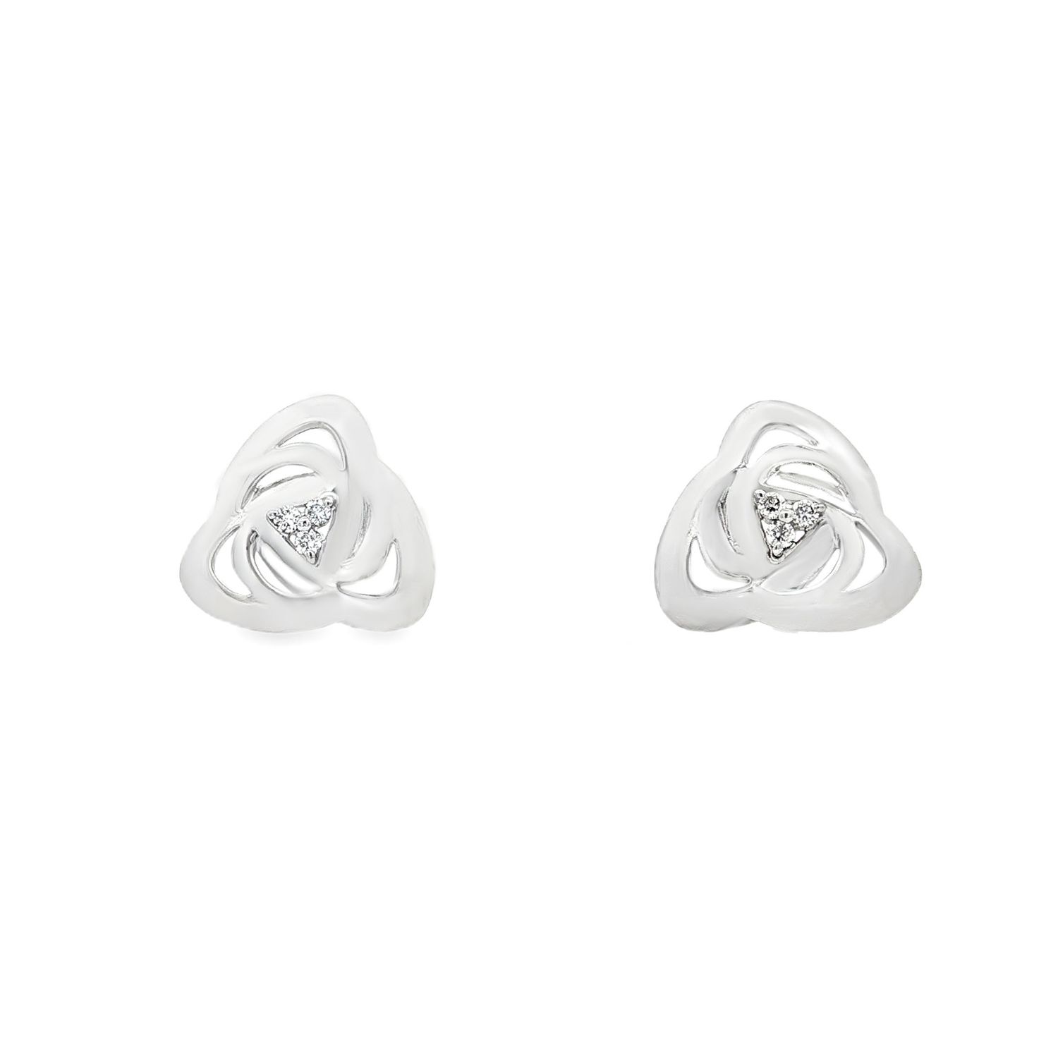 14K White/Yellow Gold Lab Grown Diamond Stud Earrings MZ71915-1, Colour: 14KW-2.18g-0.056ct-LG