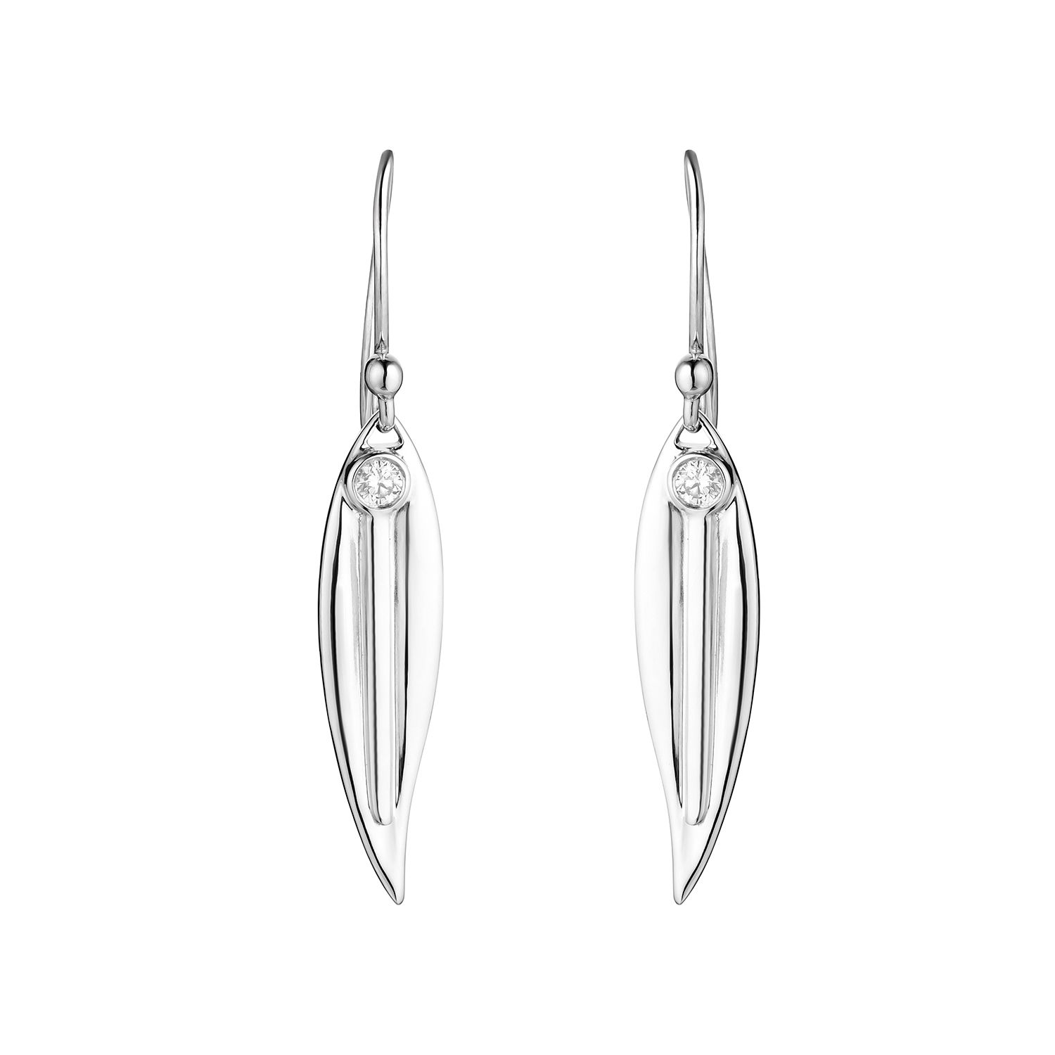 14K White/Yellow Gold Lab Grown Diamond Leaf Hook Earrings MZ7538, Colour: 14KW-6.32g-0.211ct-LG