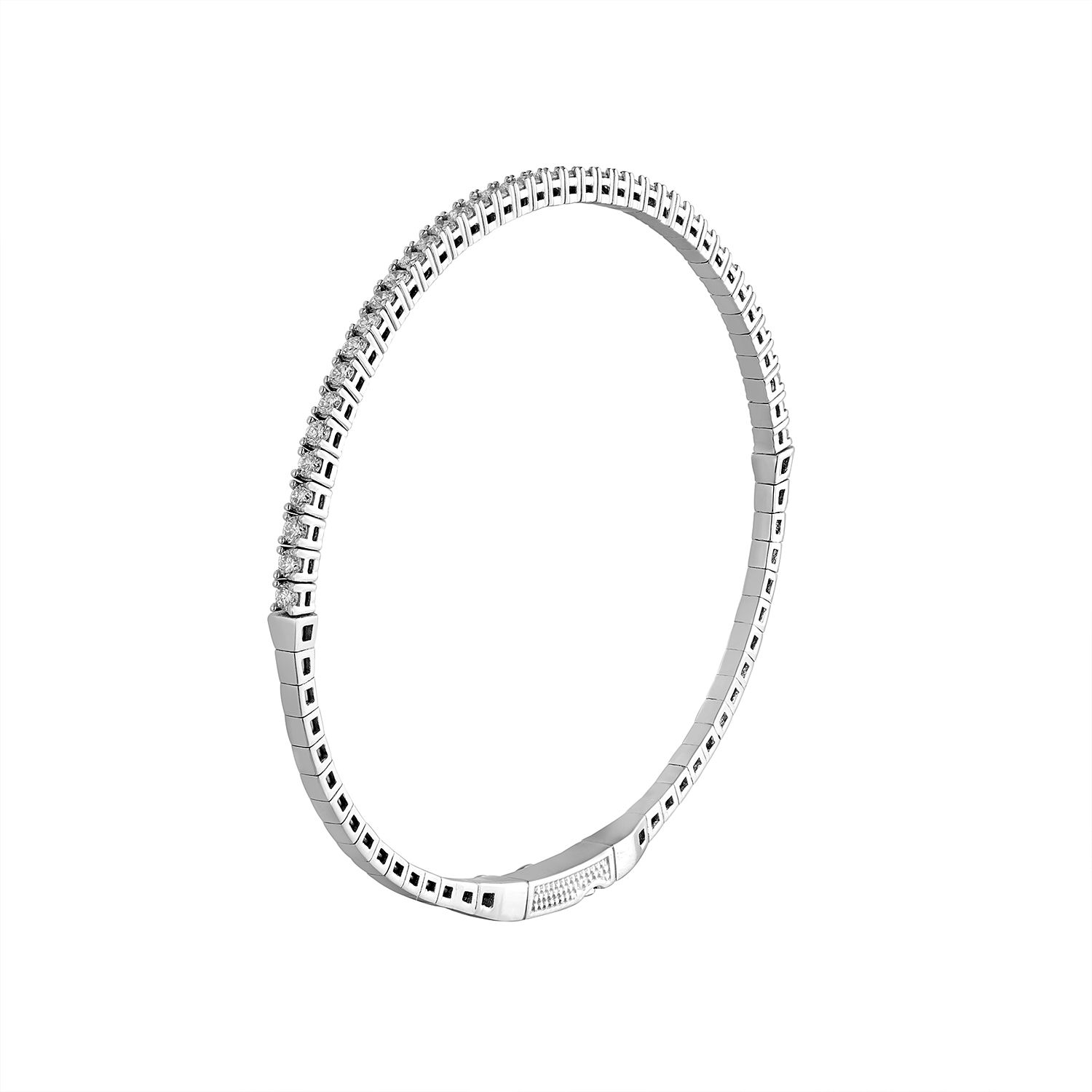14K White Gold Classic Lab Grown Round Diamond Bangle MZ2381