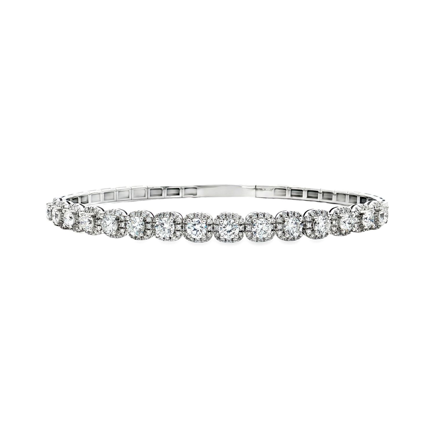 14K White/Yellow Gold Classic Lab Grown Round Diamond Bangle MZ2612, Colour: 14KW-7.29g-2.267ct-LG