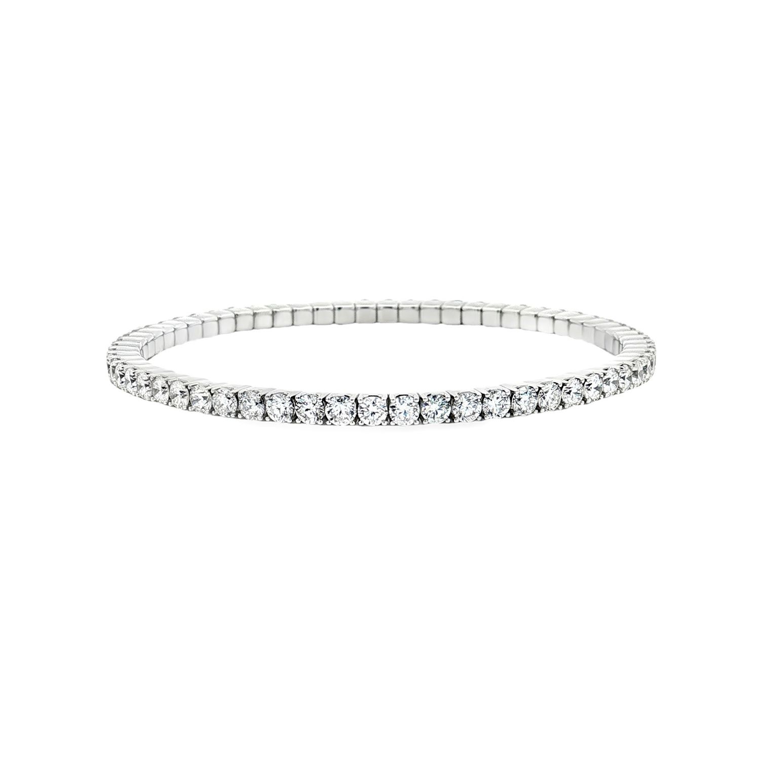 14K White/Yellow Gold Classic Lab Grown Round Diamond Bangle MZ2614, Colour: 14KW-8.81g-5.053ct-LG