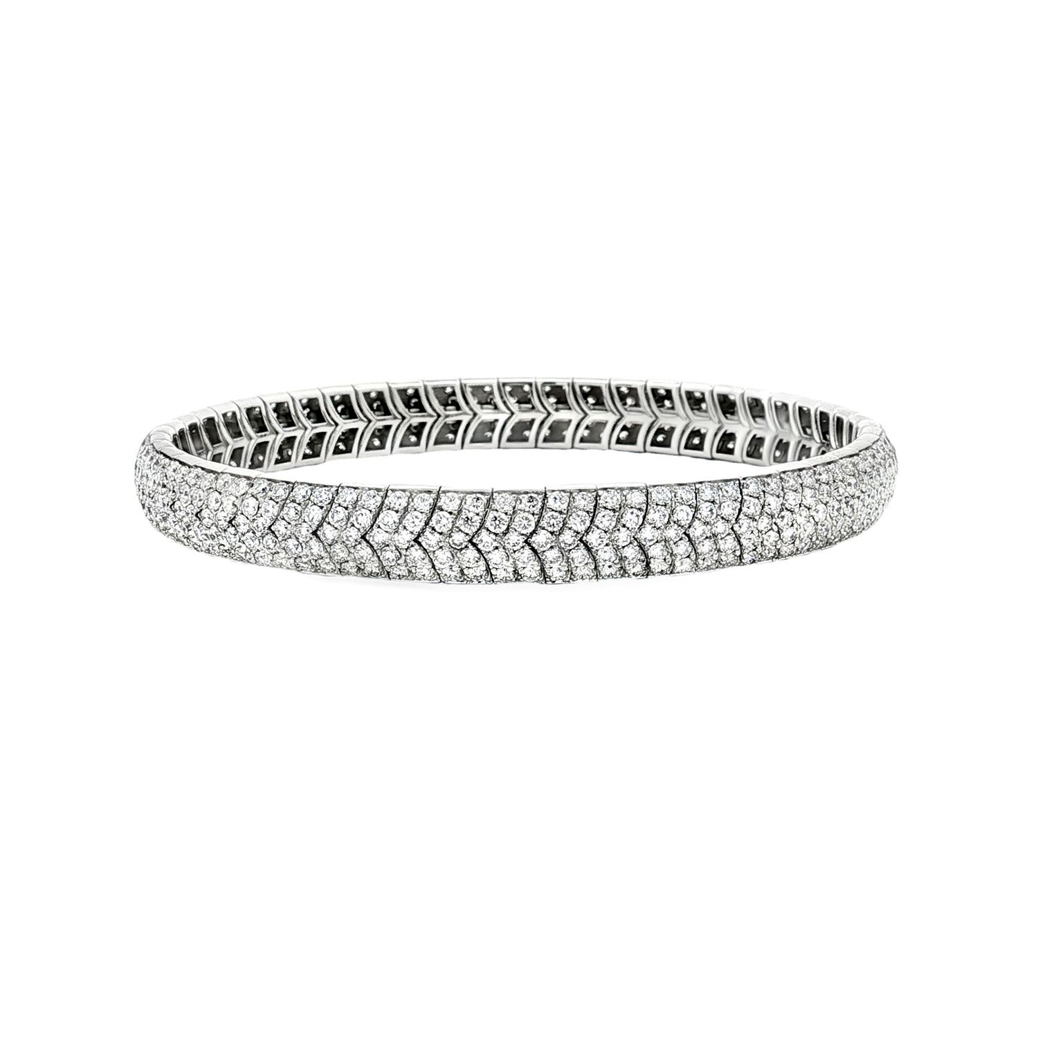 14K White/Yellow Gold Classic Lab Grown Round Diamond Bangle MZ2615, Colour: 14KW-15.47g-5.018ct-LG