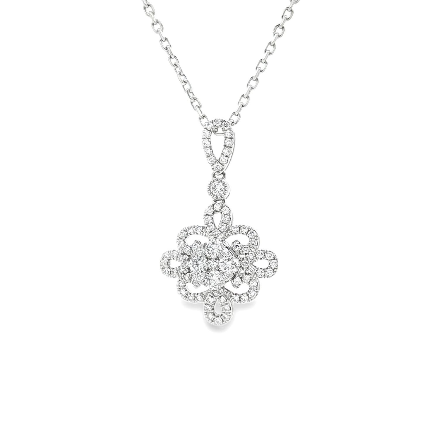 14K White/Yellow Gold Lab Grown Diamond Necklace MZ7986, Colour: 14KW-5.69g-0.683ct-LG