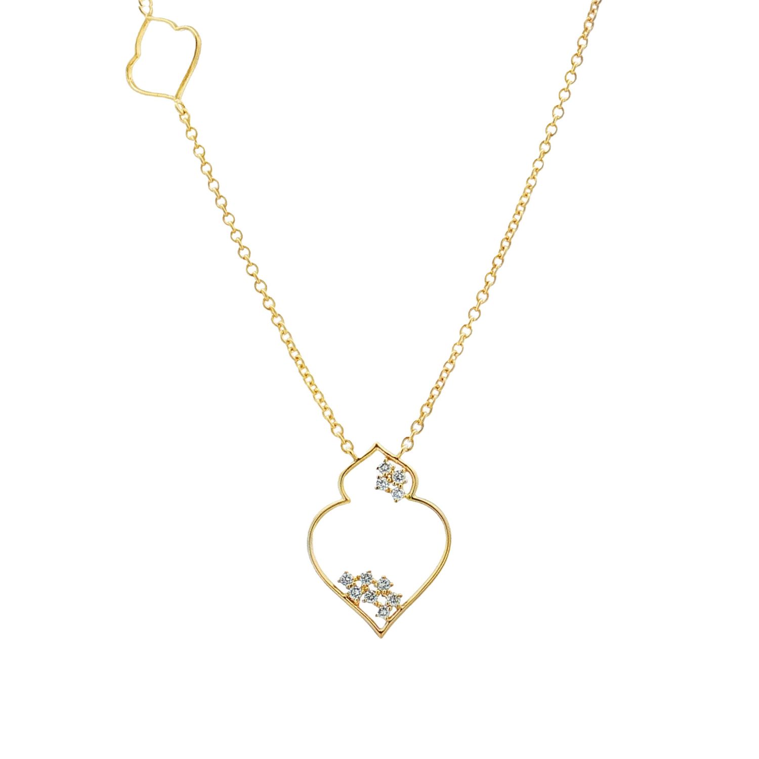 14K White/Yellow Gold Lab Grown Diamond Necklace MZ9938, Colour: 14KY-4.28g-0.146ct-LG