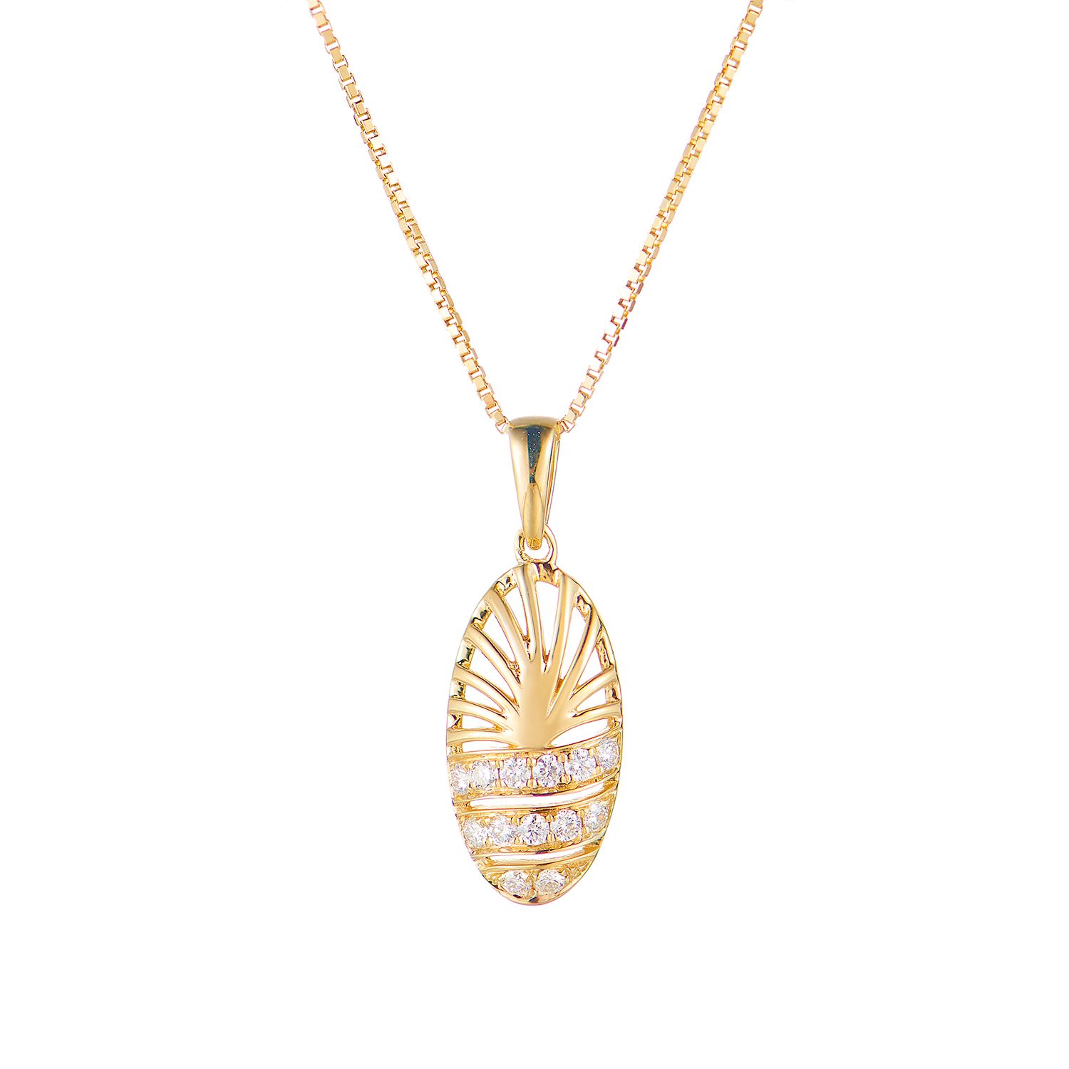 14K White/Yellow Gold Lab Grown Diamond Necklace MZ10170, Colour: 14KY-4.28g-0.173ct-LG