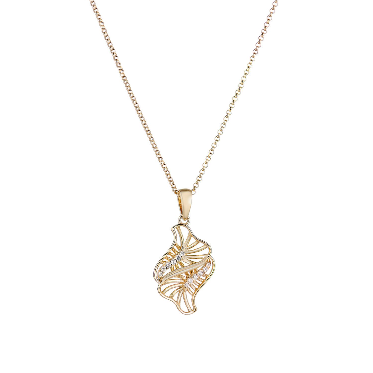 14K White/Yellow Gold Lab Grown Diamond Necklace MZ10190, Colour: 14KY-3.77g-0.058ct-LG