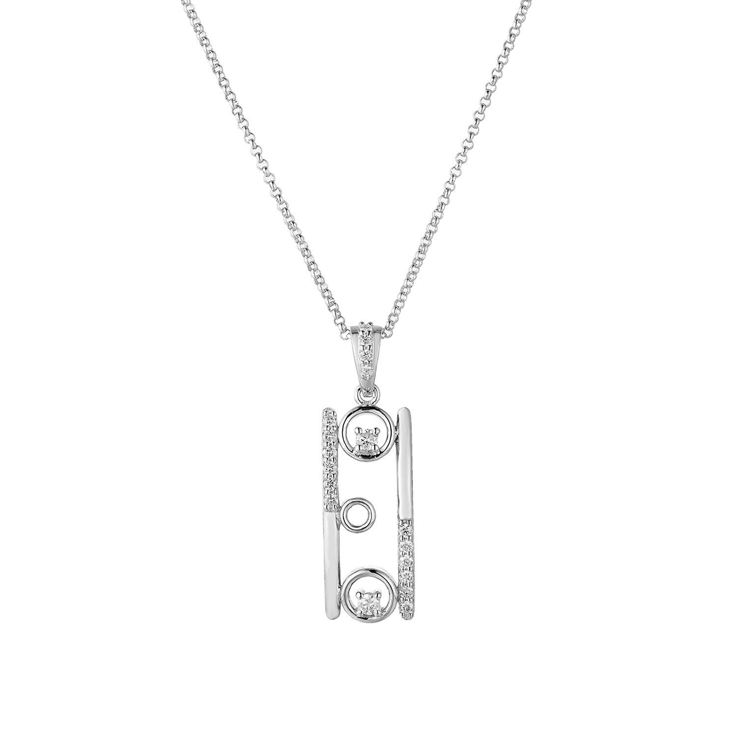 14K White/Yellow Gold Lab Grown Diamond Necklace MZ10199, Colour: 14KW-5.25g-0.21ct-LG