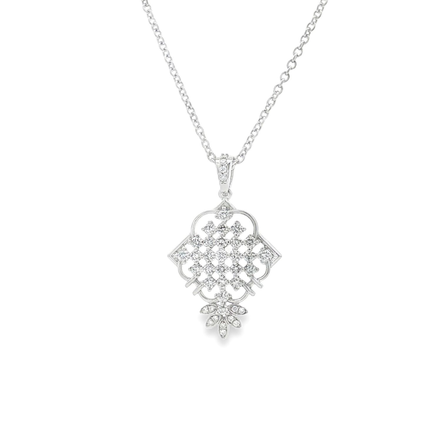 14K White/Yellow Gold Lab Grown Diamond Necklace MZ10228, Colour: 14KW-7.69g-0.931ct-LG