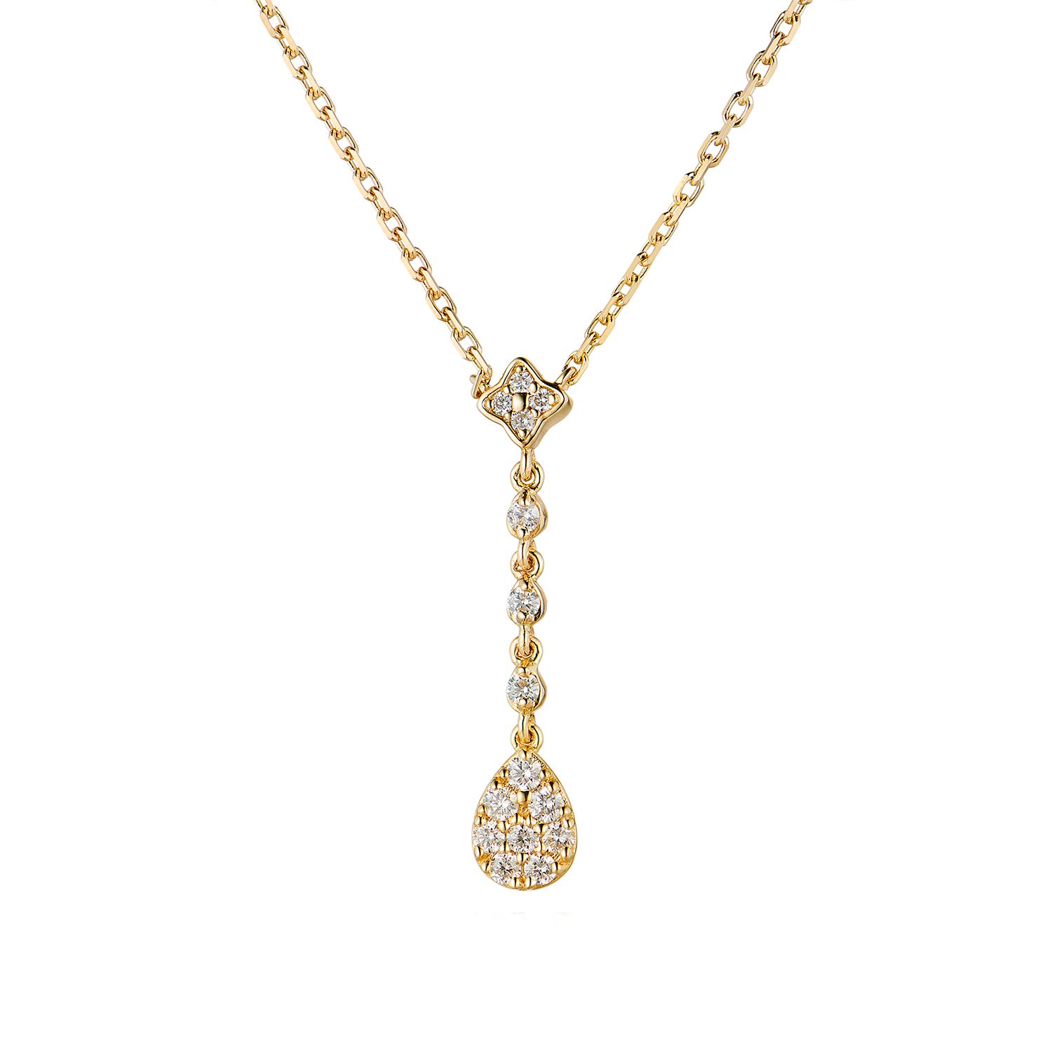 14K White/Yellow Gold Lab Grown Diamond Necklace MZ71672, Colour: 14KY-3.09g-0.231ct