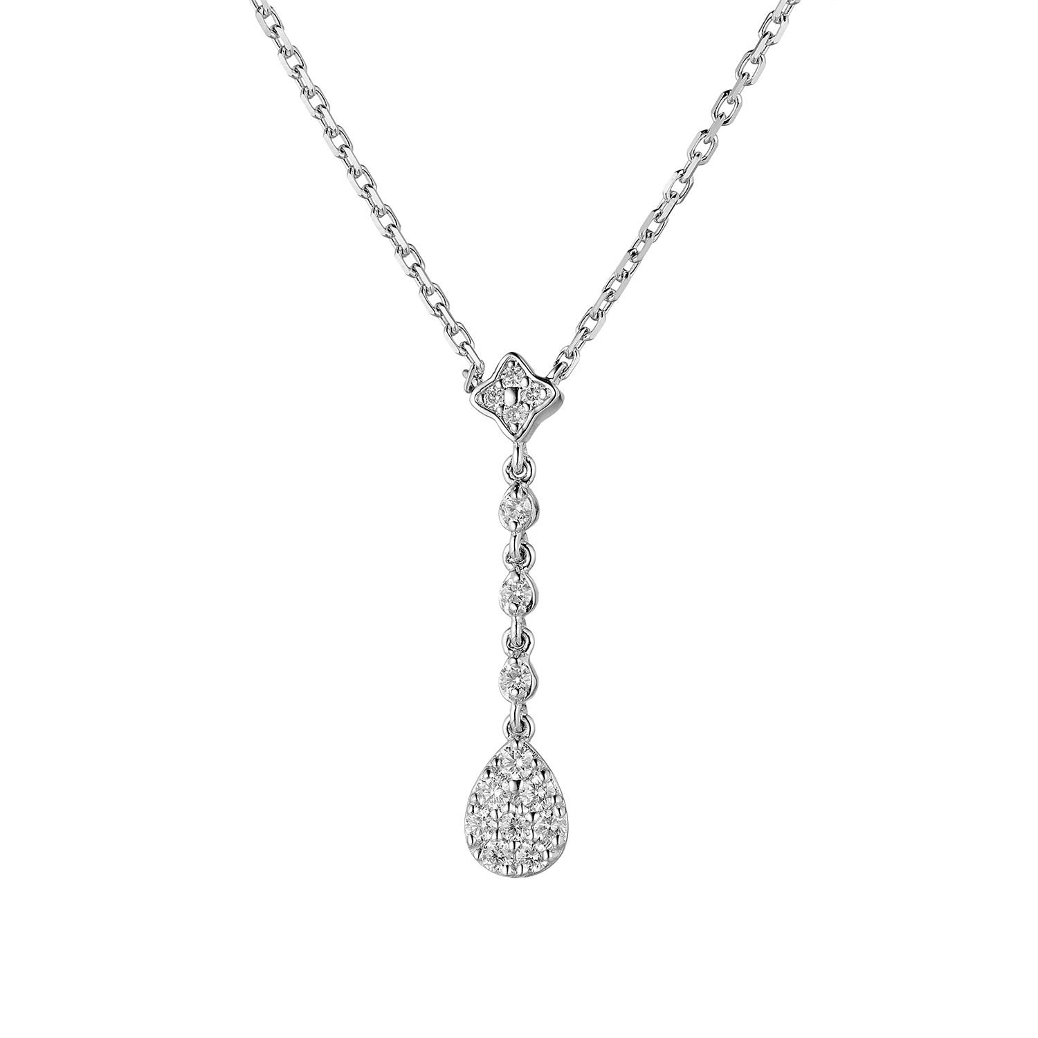 14K White/Yellow Gold Lab Grown Diamond Necklace MZ71672, Colour: 14KW-3.04g-0.231ct