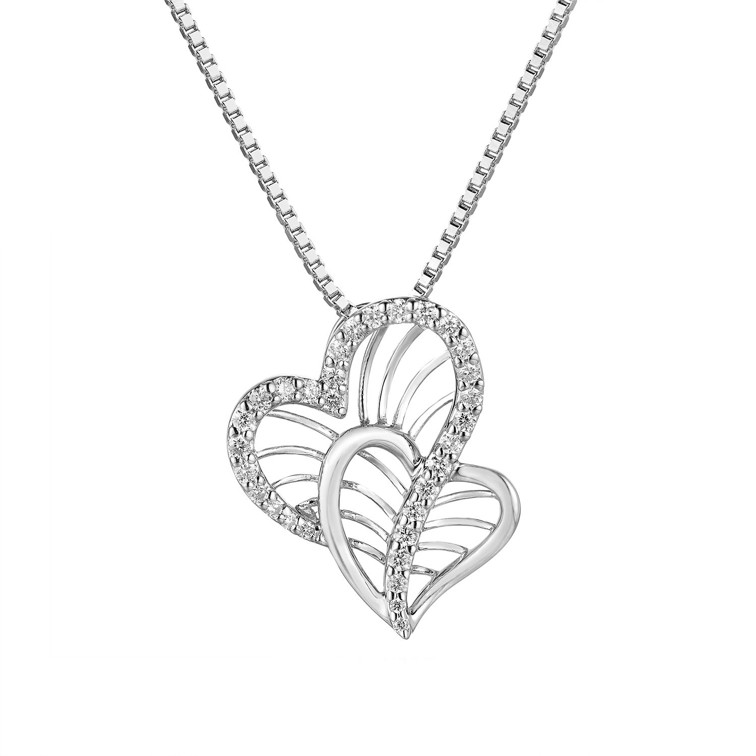 14K White/Yellow Gold Lab Grown Diamond Heart Necklace MZ71586, Colour: 14KW-5.11g-0.264ct