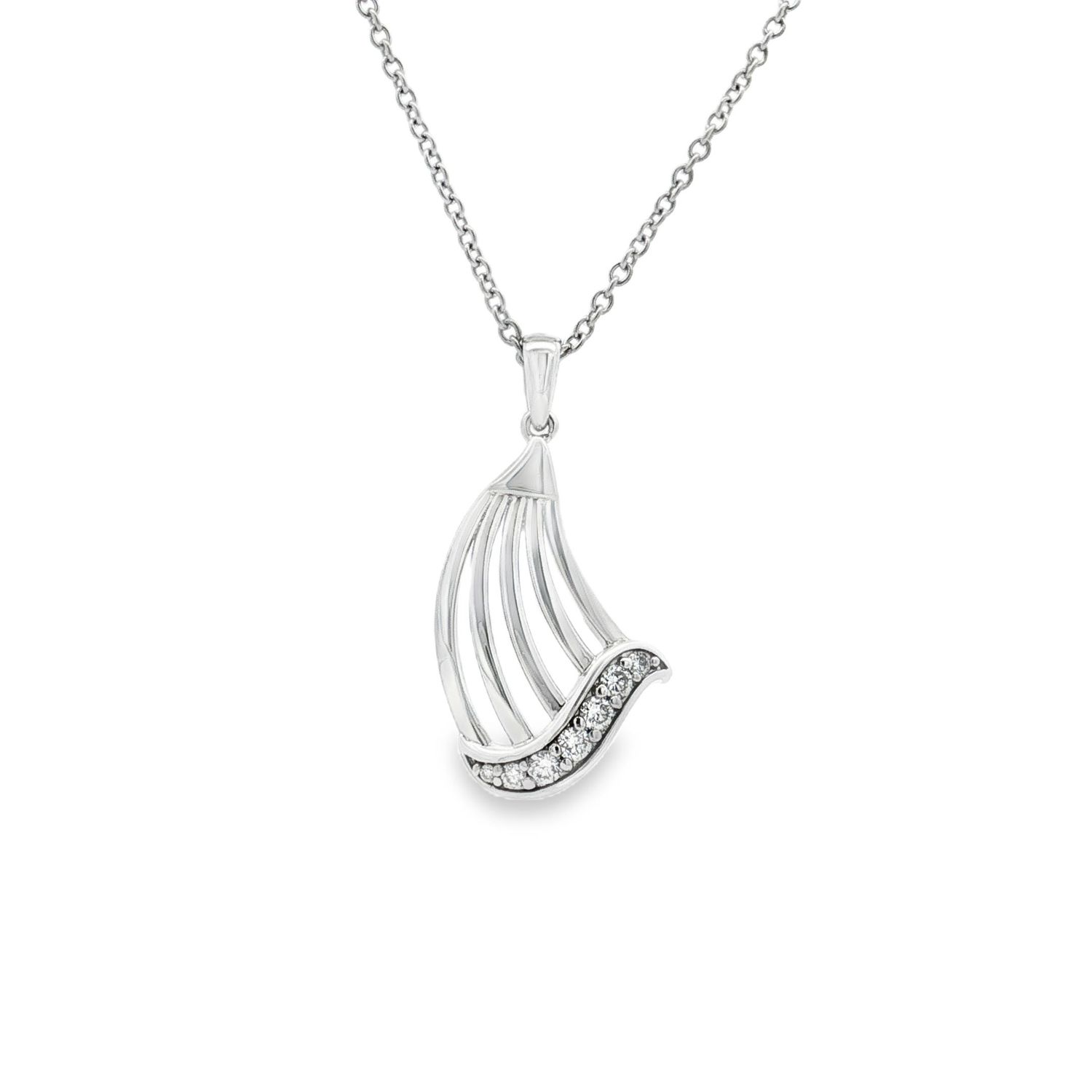 14K White/Yellow Gold Lab Grown Diamond Necklace MZ71907, Colour: 14KW-4.36g-0.148ct