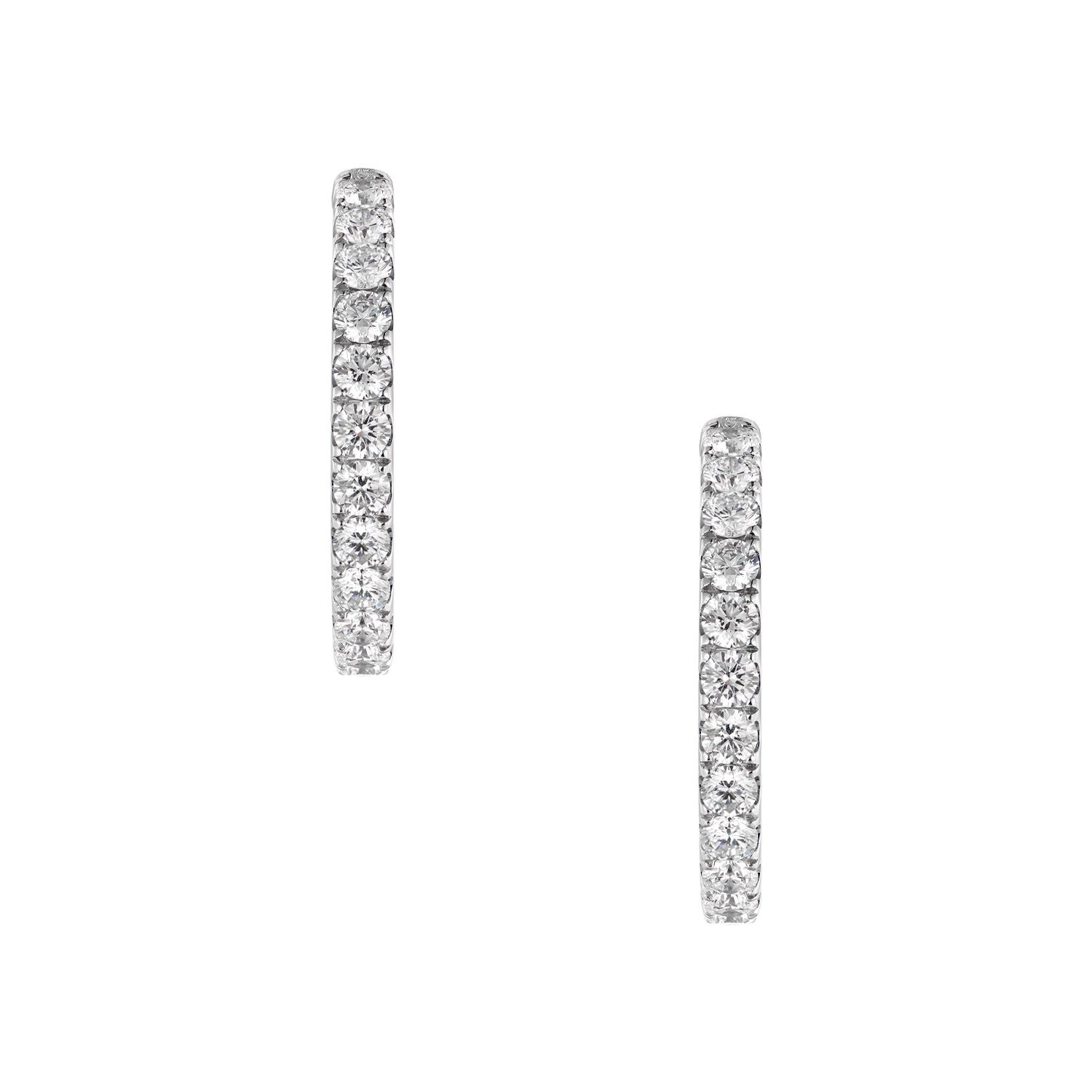 14K White Gold Lab Grown Diamond Hoop Earrings MZ12304