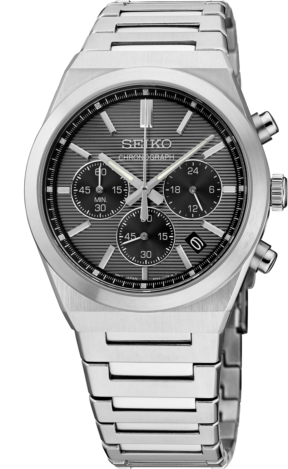 Seiko Sport Chronograph Quartz Grey Dial Men's Watch SSB455