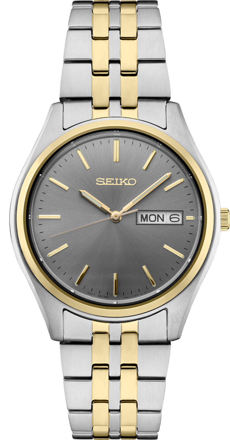 Seiko Essentials Quartz Stainless Steel Gray Dial Men's Watch SUR432
