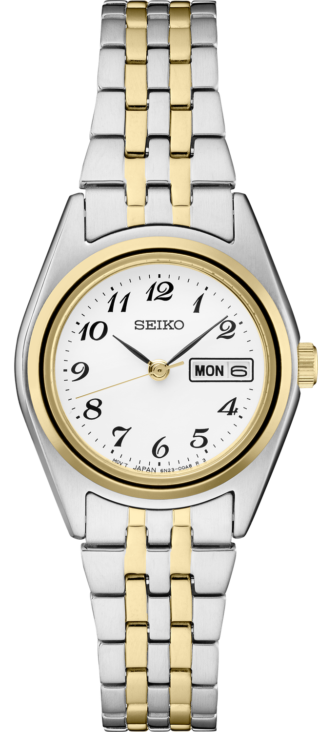 Seiko Essentials Two-tone Stainless Steel White Dial  Women's Watch SUR438