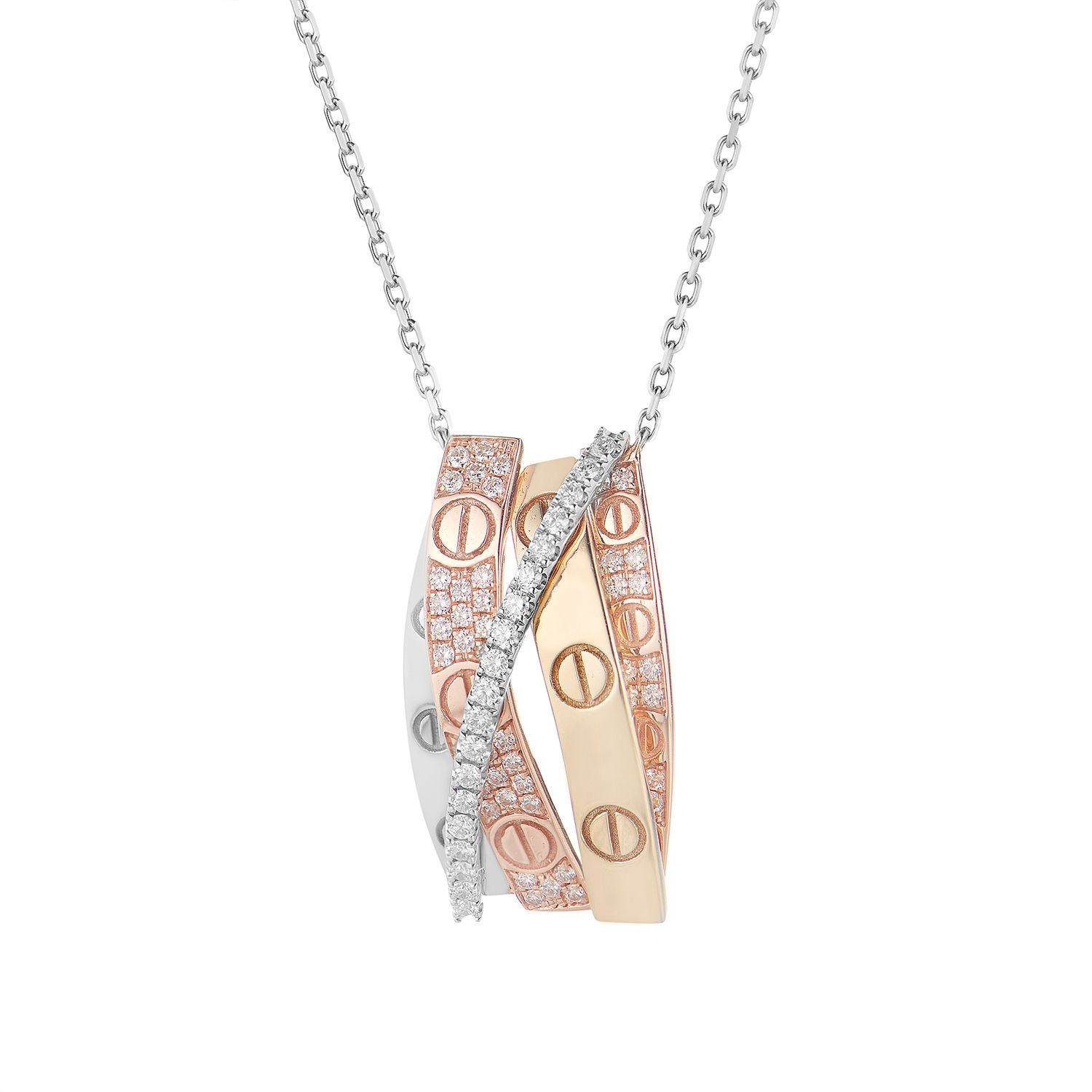 14K Three-Tone Gold Lab Grown Diamond Necklace MZ9367