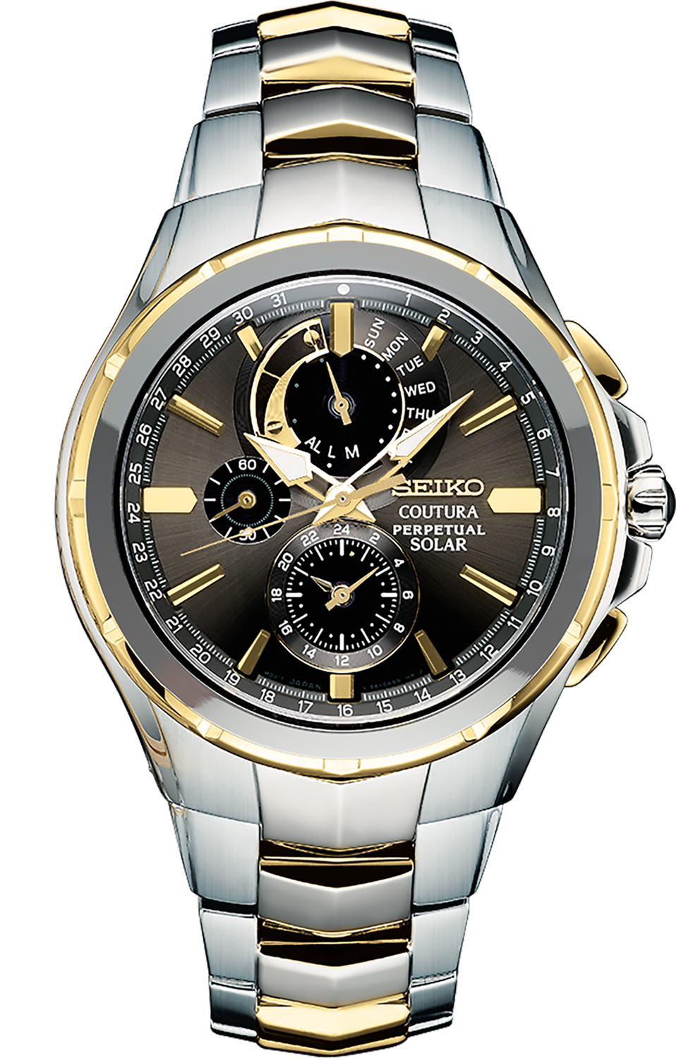 Seiko Coutura Solar Perpetual Chronograph Black Dial Men's Watch SSC376