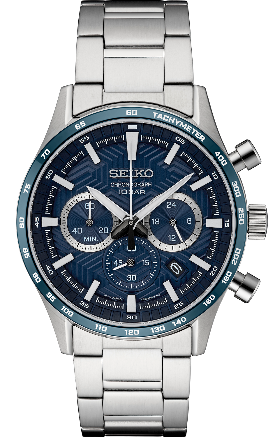 Seiko Chronograph Quartz Stainless Steel Blue Dial Men's Watch SSB445