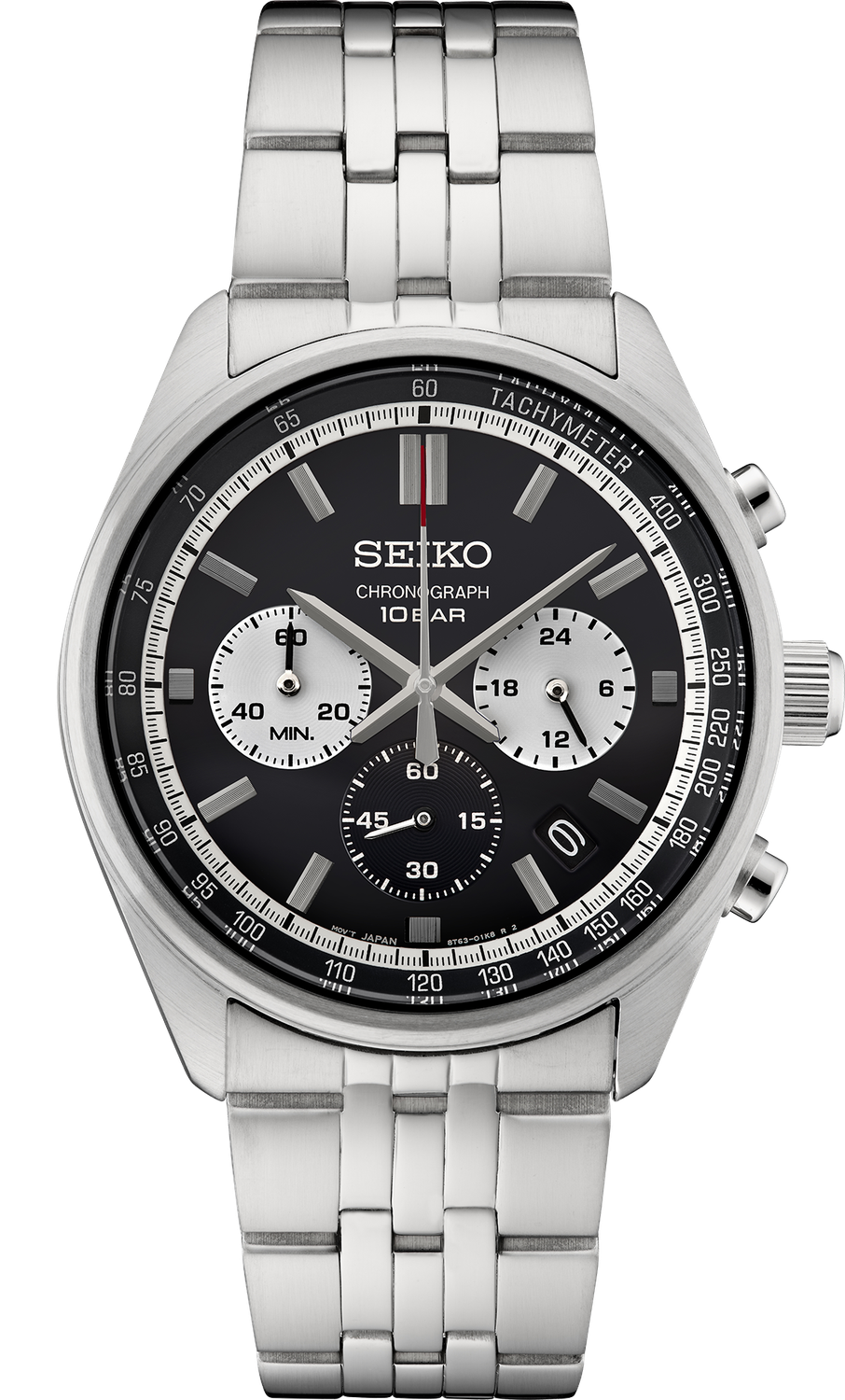 Seiko Chronograph Quartz Stainless Steel Black Dial Men's Watch SSB429