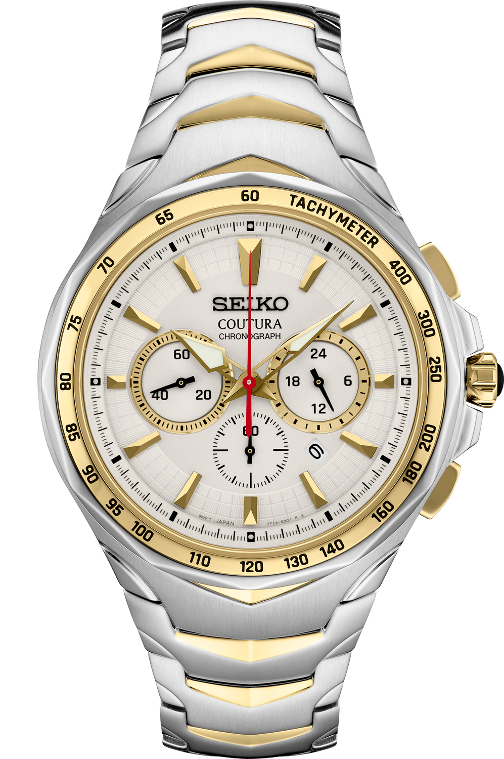 Seiko Coutura Chronograph Stainless Steel Two-Tone White Dial Men's Watch SRWZ24