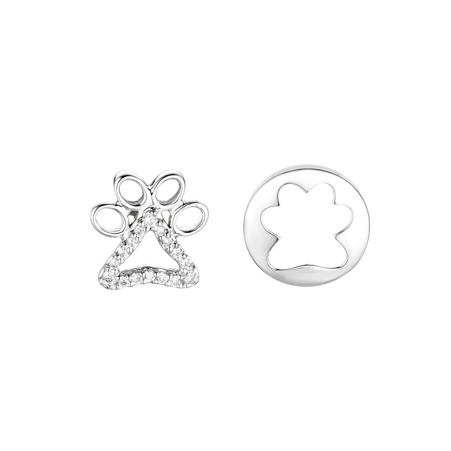 14K White Gold Asymmetrical AB-Style Lab Grown Diamond Stud Earrings MZ9109