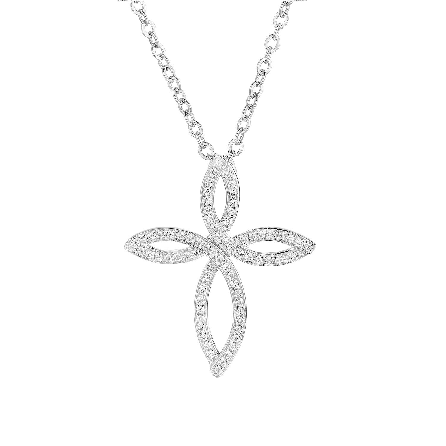 14K White Gold Lab Grown Diamond Cross Necklace MZ71477