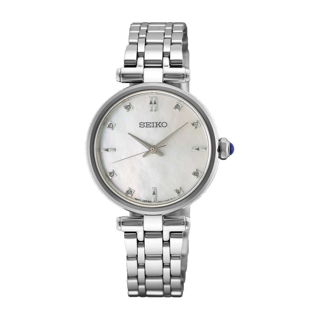Seiko Diamonds Stainless Steel Mother-of-Pearl White Dial Women's Watch HGH005