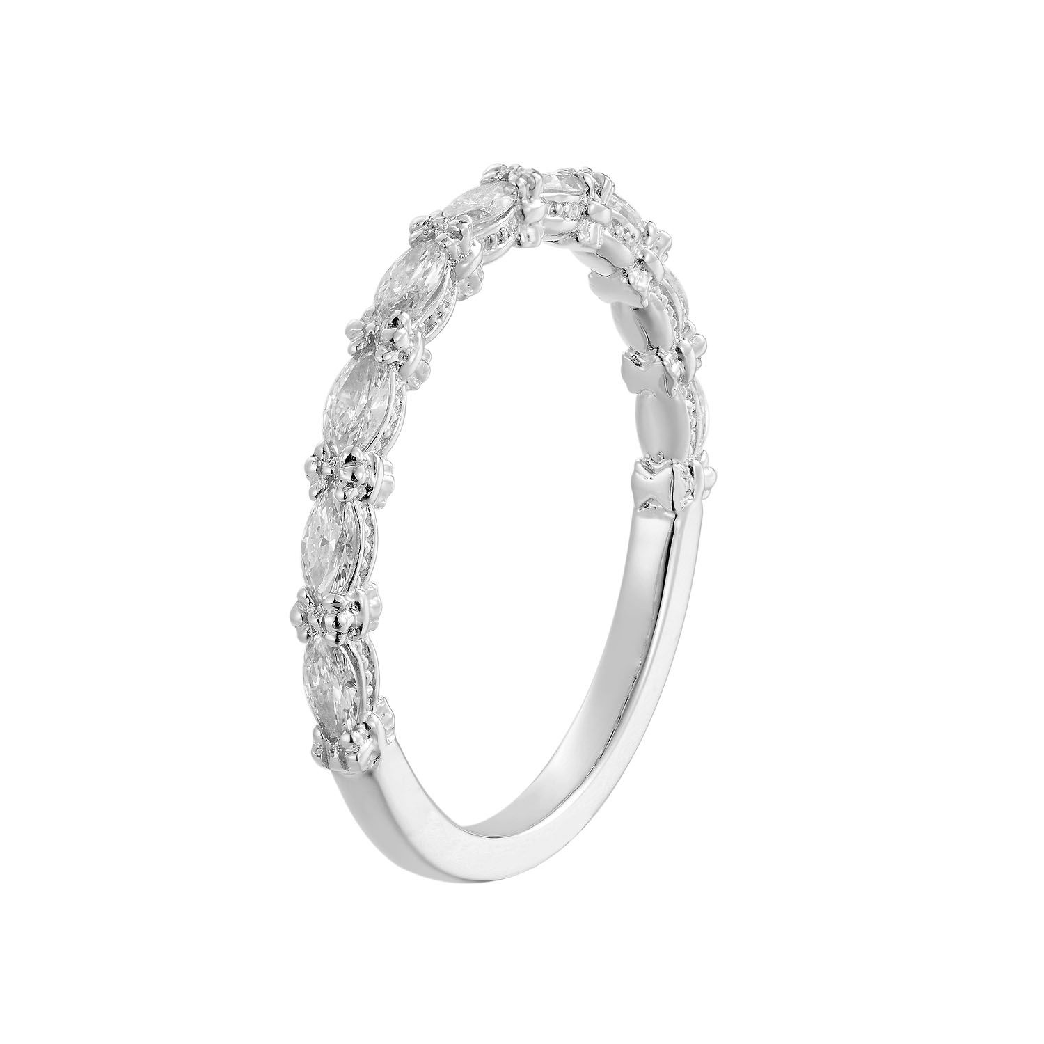 14K White/Yellow Gold Lab Grown Diamond Wedding Band MZ9008, Colour: 14KW-1.75g-0.508ct