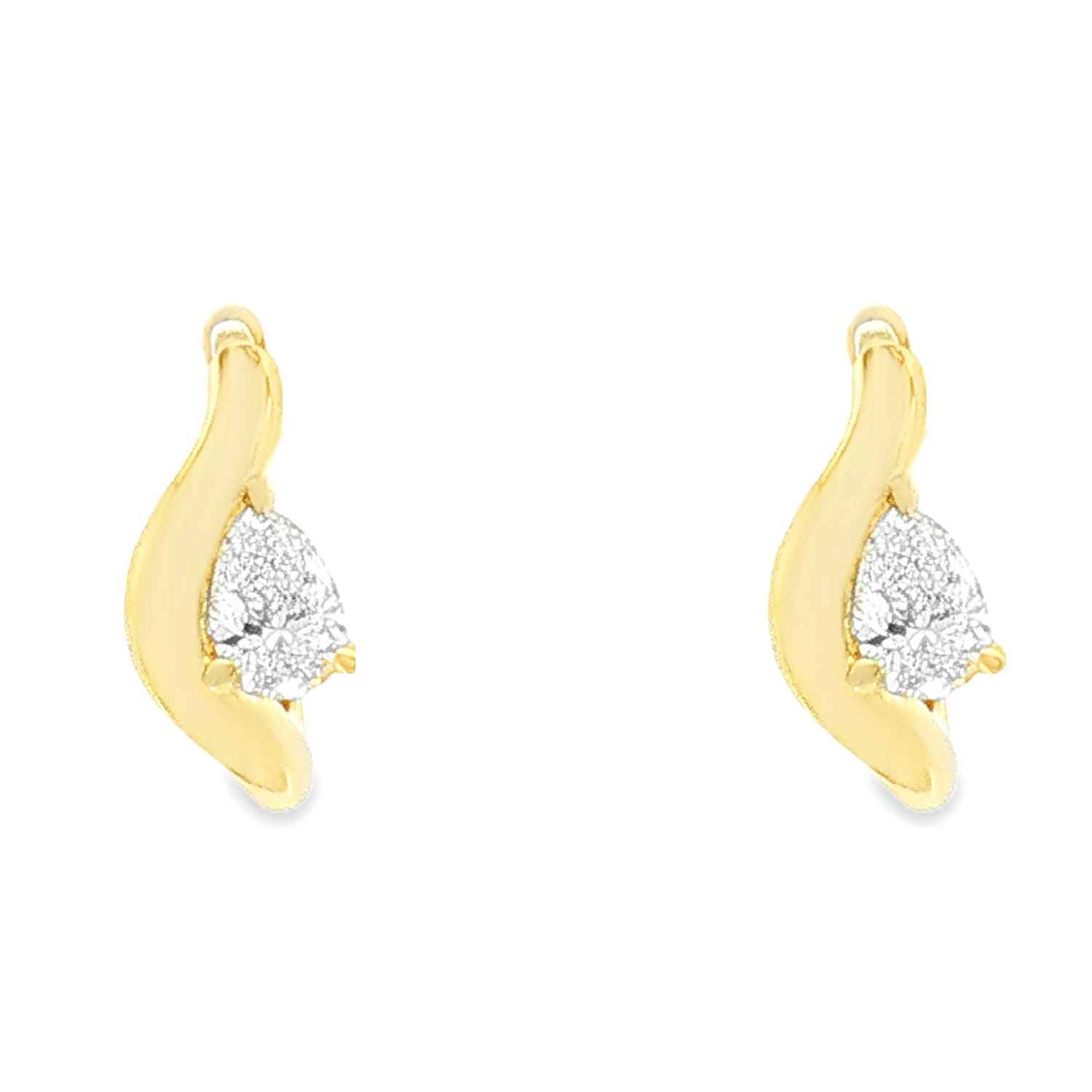 14K Yellow Gold Lab Grown Pear-Shaped Diamond Hoop Earrings MZ30810