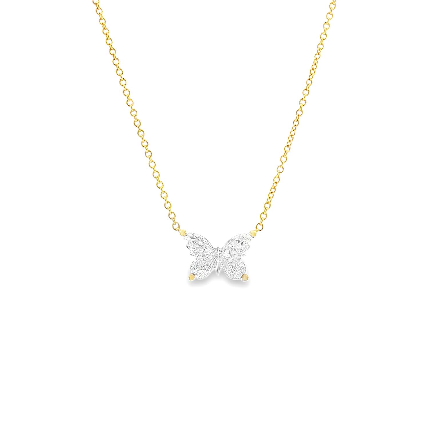 14K Yellow Gold Lab Grown Butterfly-Cut Diamond Necklace MZ30815