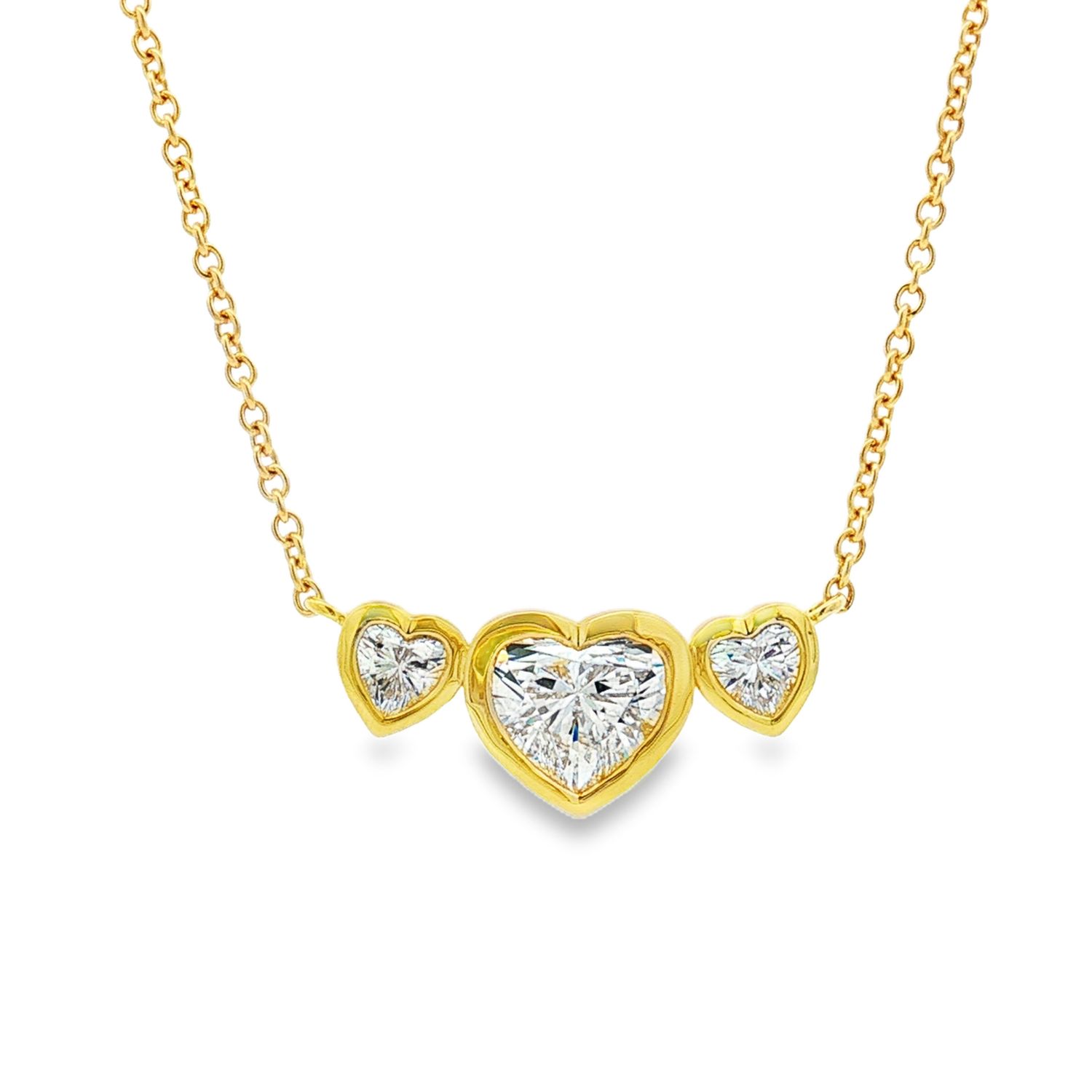 IGI Certificate 14K Yellow Gold Lab Grown Heart-Shaped Diamond Necklace MZ30802