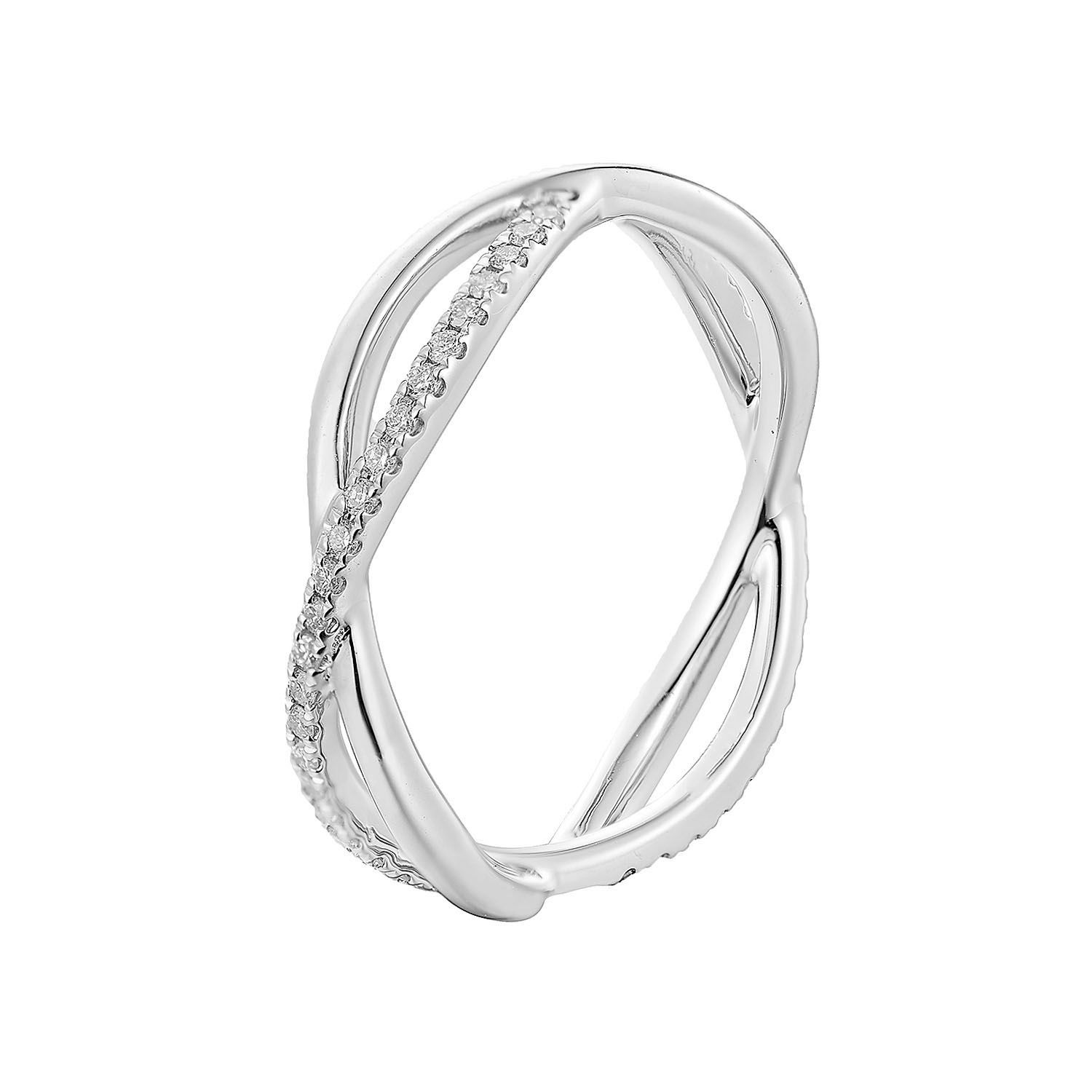 14K White Gold Lab Grown Diamond Twined Wedding Band MZ1437