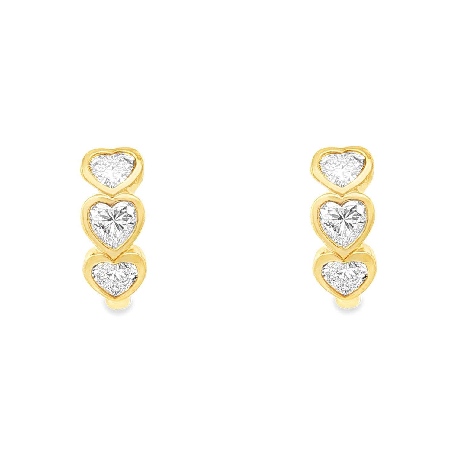 14K Yellow Gold Lab Grown Heart-Shaped Diamond Hoop Earrings MZ30809