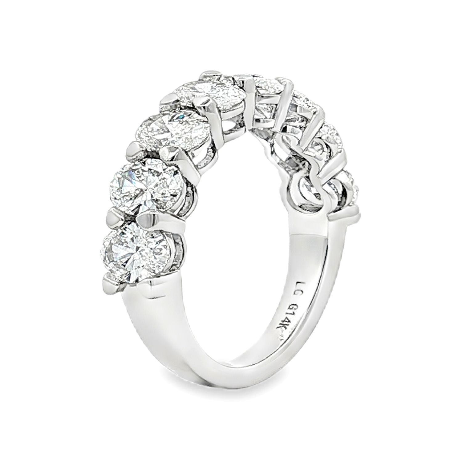 14K White/Yellow Gold Lab Grown Oval-Shape Diamond Wedding Band SJ0075-1, Colour: 14KW-5.01g-3.146ct-LG