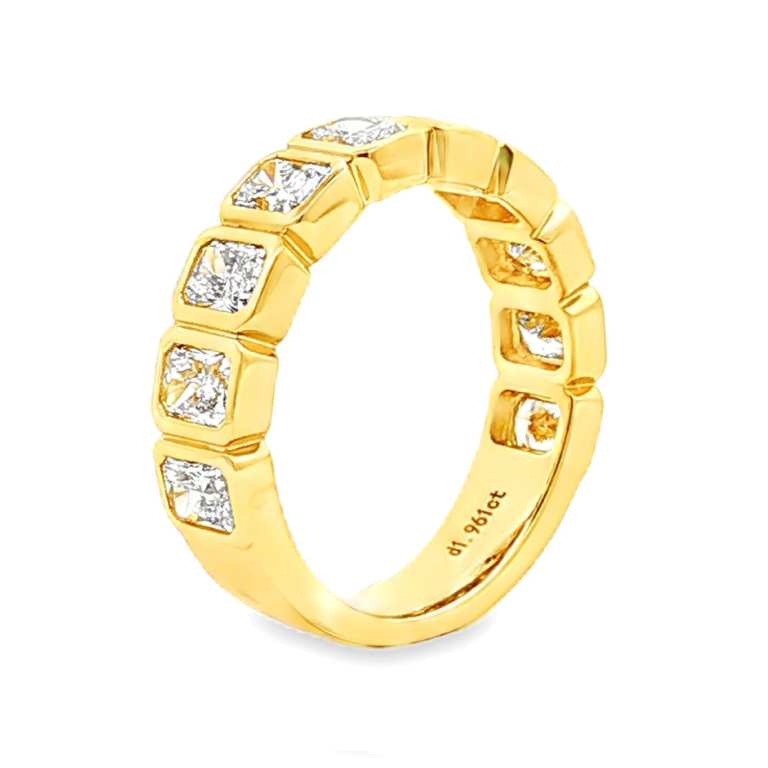 14K White/Yellow Gold Lab Grown Radiant Cut Diamond Wedding Band MZ13009, Colour: 14KY-5.36g-2.041ct-LG