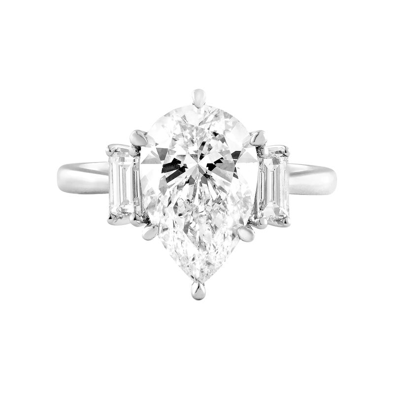 IGI Certificate 14K White Gold Pear-Shape Lab Grown Diamond Three Stone Engagement Ring MZ13206-1
